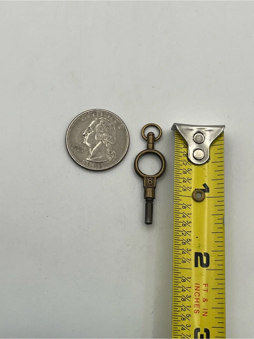 Victorian gold & silver tone size 6 vintage pocket watch winding key antique - Picture 14 of 14